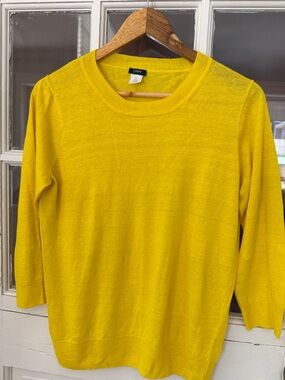 J. Crew 100% Linen Yellow Sweater